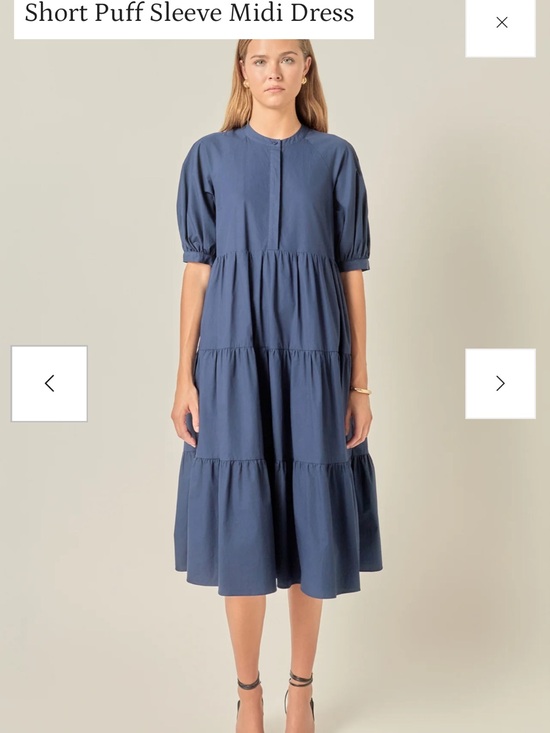 English Factory Dresses & Skirts - English factory SHORT PUFF SLEEVE MIDI DRESS - navy